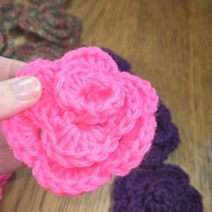 Handcrafted Vibrant Pink Crochet Flower Pin Brooch